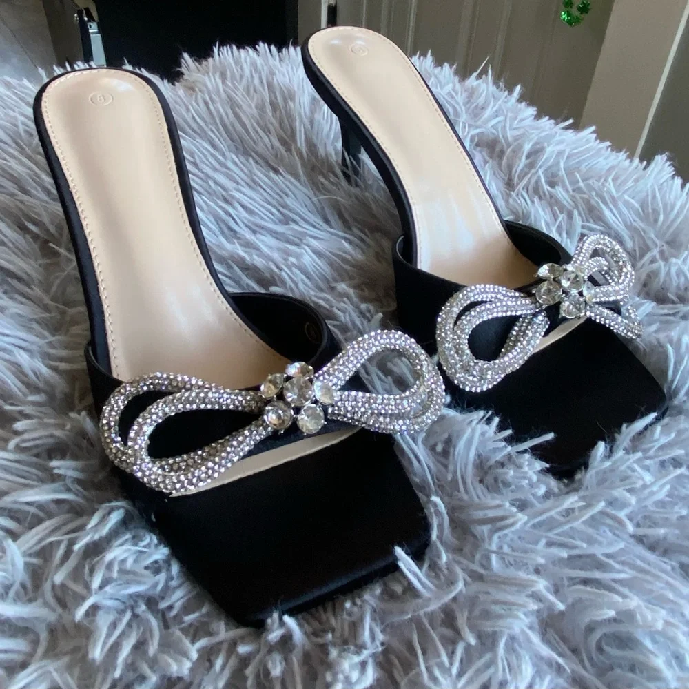 NWOT Black Rhinestone Heels - Picture 2 of 9